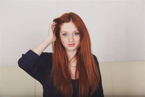 Women Redhead Face Hands In Hair Michelle H Paghie Long Hair