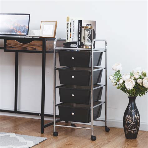 Metal Rolling 4-Drawer Storage Cart - Pick Your Plum