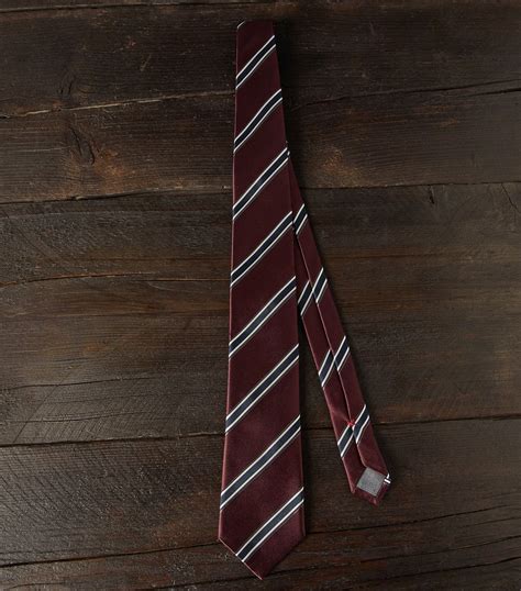 Brunello Cucinelli Red Silk Striped Tie Harrods Uk