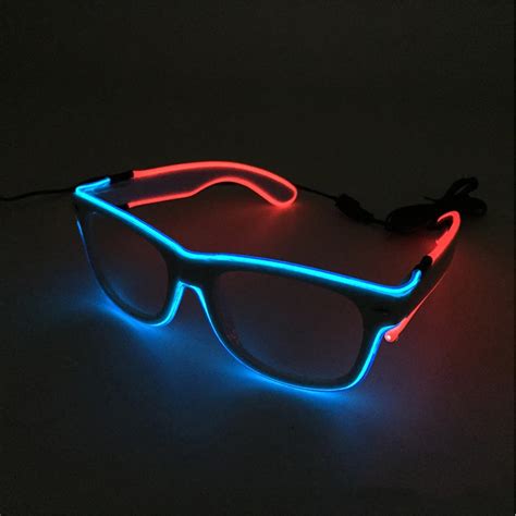 Double Colors El Glowing Glasses Fashion Neon Light Up Costume Ball Glow Glasses For Dance Dj