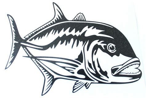 "Hawaii Vinyl Decal/Sticker Black Hawaiian Ulua Fish Available In 3 ...