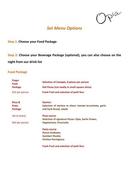 Set Menu Options