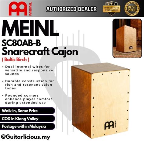 Meinl Percussion Sc Ab B Snarecraft Cajon Baltic Birch Sc Abb Sc