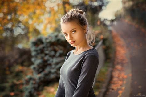 Portrait Depth Of Field Women Blue Eyes Blonde Anastasia Frolova