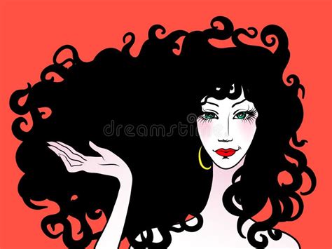 Beautiful Woman With Curly Hair Stock Vector Illustration Of East Hand 16255928