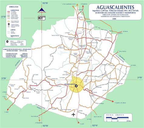 Mapa de carreteras del estado de Aguascalientes Tamaño completo Gifex