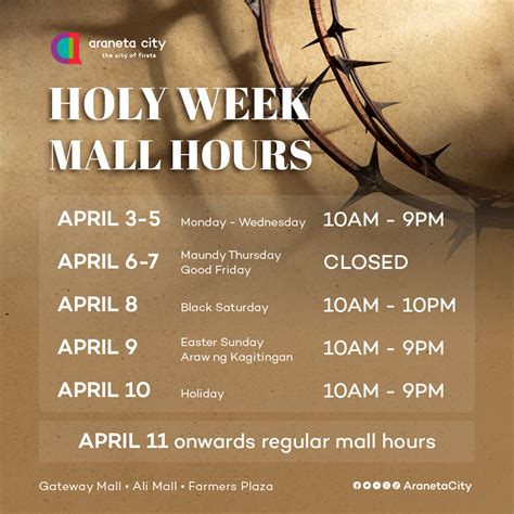 Rundown Mall Hours In Metro Manila This Holy Week