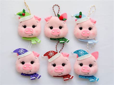 Christmas Felt Pig 2019 Ornament Pig Felt Christmas Pig Etsy Felt