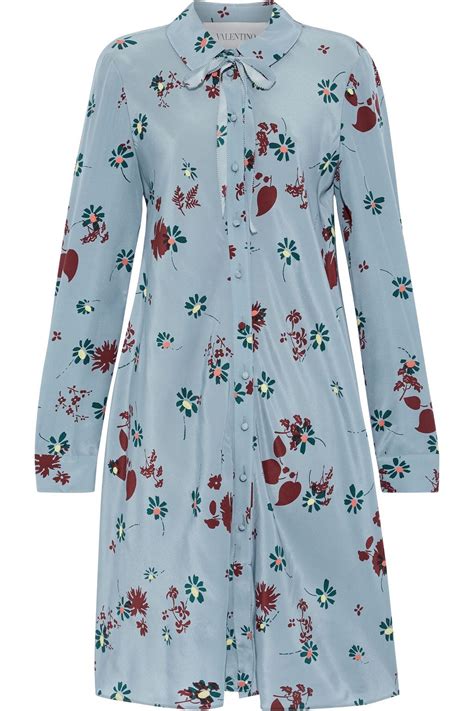 Valentino Garavani Pussy Bow Floral Print Silk Crepe De Chine Dress The Outnet