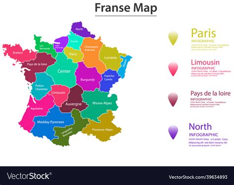 France map divided into provinces or regions Vector Image