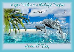 Personalised Birthday Card Dolphins Daughter Granddaughter Son Grandson