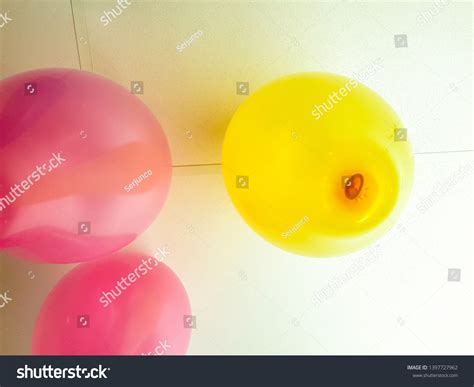 Balloons Different Colours Swollen Glued Ceiling Stock Photo 1397727962