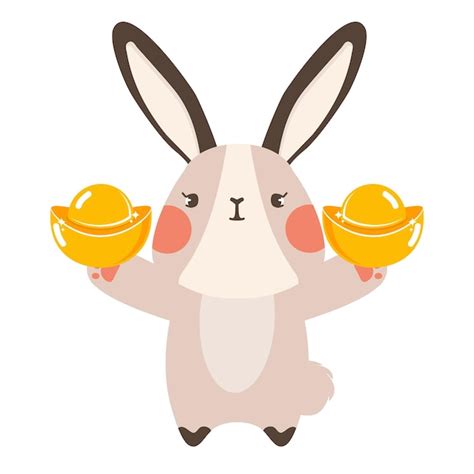 Premium Vector Happy Bunny Rabbit Holding Gold