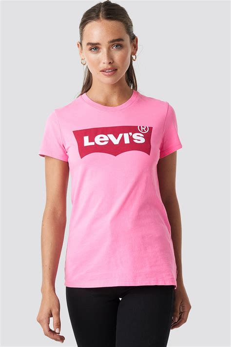 Levi S Cotton Levis Perfect Tee Batwing Logo Pink T Shirt Save 69 Lyst