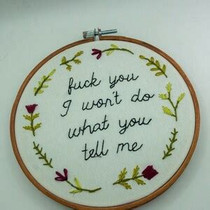 Rage Against The Machine Fuck You I Wont Do What You Tell Me Handmade Embroidery Gift Funny
