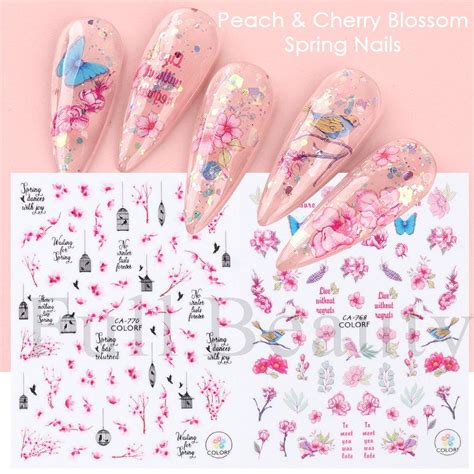 Купить 1шт 3D наклейки для ногтей Цветочные растения Nail Art Наклейки ...