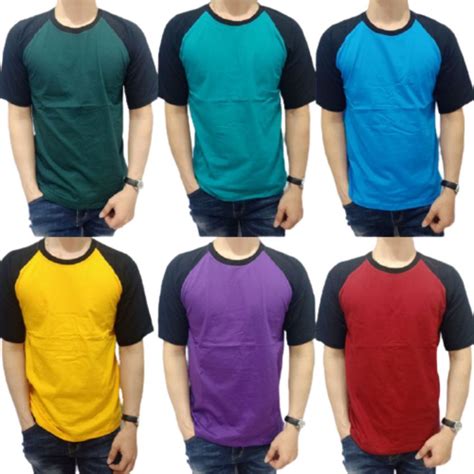 Jual Kaos Polos Lengan Pendek Pria Wanita Kaos Oblong Kombinasi Dua