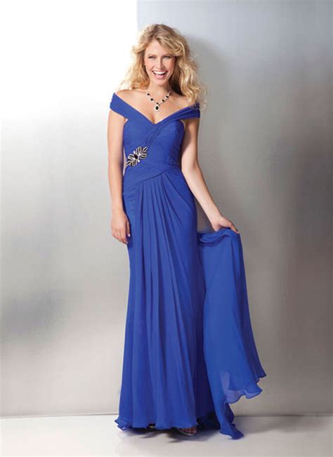 Royal Blue Column One Shoulder Open Back Sweep Train Full Length