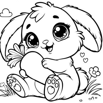 Coloriage de Lapin kawaii à imprimer PDF gratuit Lilocolors