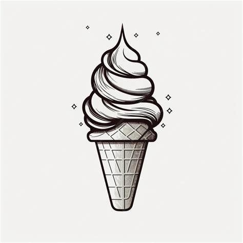 Premium Photo A Black And White Illustration Of A Ice Cream Cone With