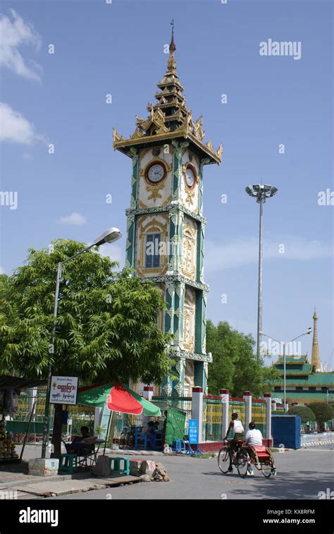 Clock Tower In Mandalay Near Mahamuni Phaya Myanmar Stock Photo Alamy