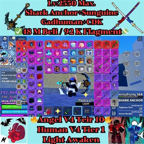 Account Blox Fruit Lv Max Shark V Tier Human V Light Awaken