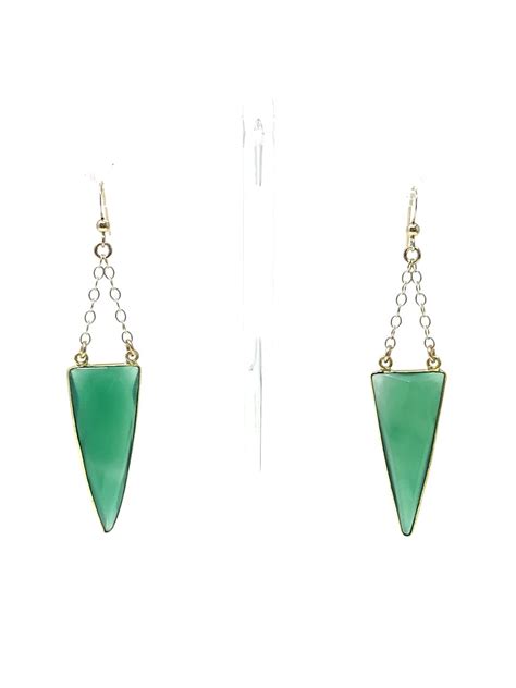 Green Onyx Gf Dagger Earrings Oceans Allure