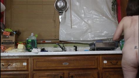 KITCHEN CLEANING NAKED PART 2 Andrea Sky Clips4sale