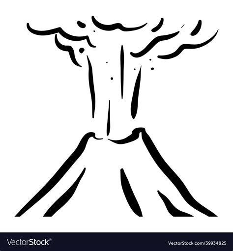 Volcano Eruption Line Art Royalty Free Vector Image