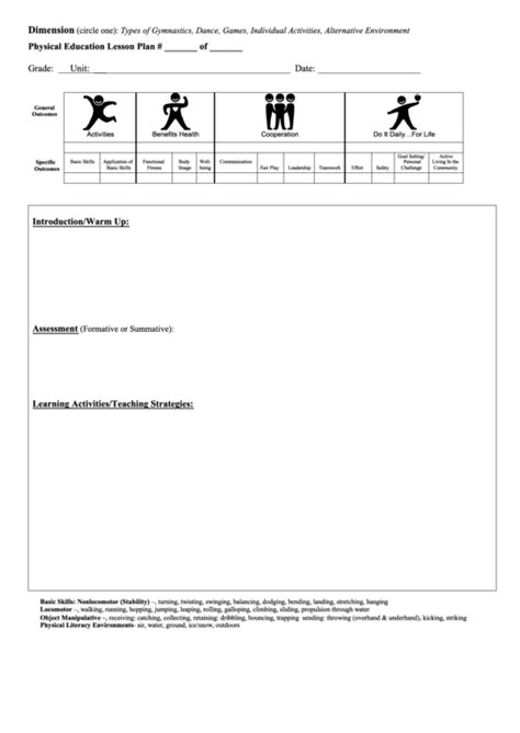 Pe Lesson Plan Template