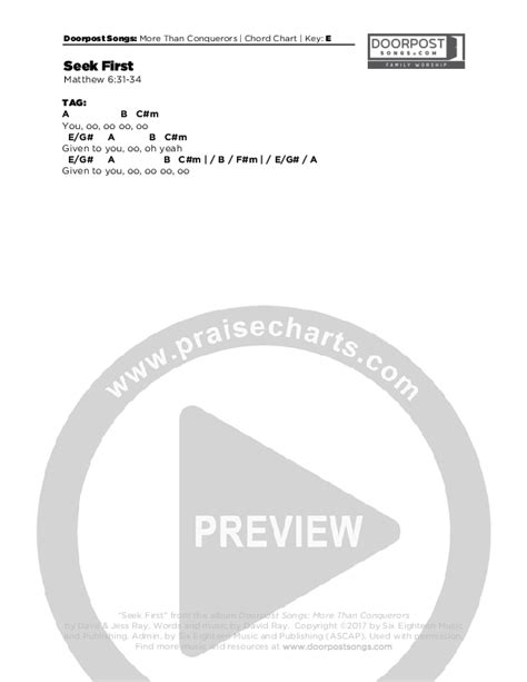 Seek First Chords PDF (Doorpost Songs / Dave and Jess Ray) - PraiseCharts