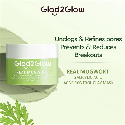 GLAD2GLOW REAL MUGWORT SALICYLIC ACID ACNE CONTROL CLAY MASK 25g