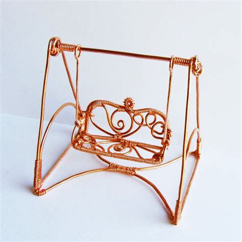 Miniature Copper Garden Swing Wire Sculpture Etsy Copper Wire Crafts Copper Wire Art Wire