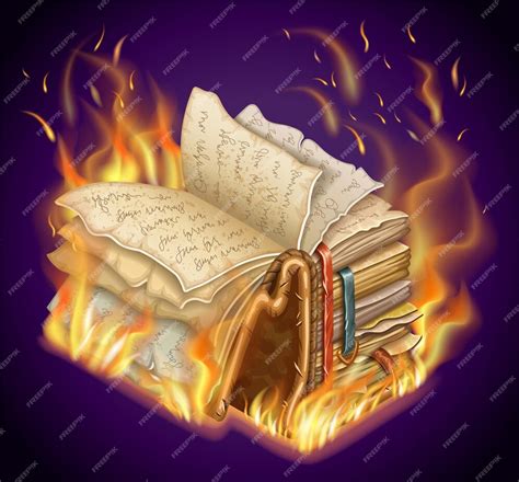 Горящая книга магических заклинаний и колдовства. | Бесплатно векторы