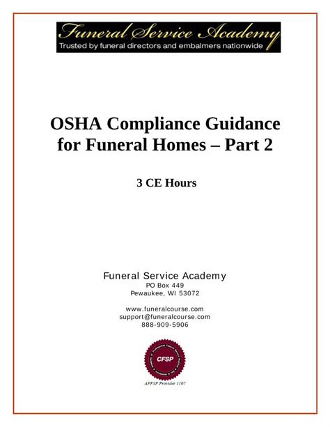 Pdf Osha Compliance Guidance For Funeral Homes Part Per Oshas