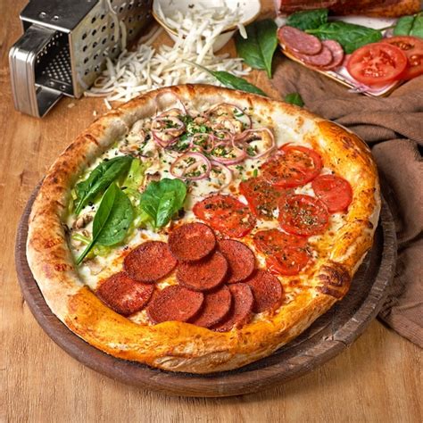 Premium Photo Pizza Quatro Stagioni Four Seasons Traditional Italian