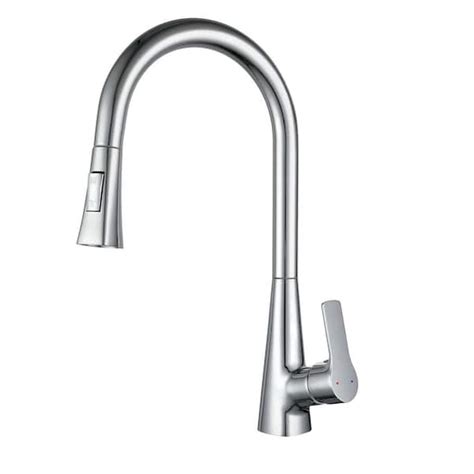 Flynama Single Handle Copper Pull Down Sprayer Kitchen Faucet With Advanced Spray In Chrome