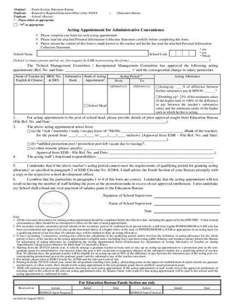 Fillable Online Acting Appointment For Administrative Convenience Fax