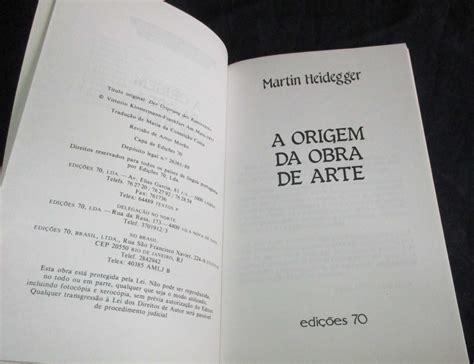 Livro A Origem da Obra de Arte Martin Heidegger Parque das Nações OLX