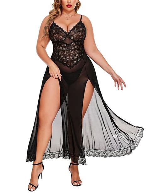 Buy Flynery Women S Sexy Lace Sleeveless Split Long Mesh Lingerie Net Babydoll Sexy Honeymoon