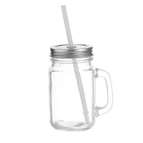 Caneca Mason Jar De Vidro Ml Transparente Dhica Sublima O E