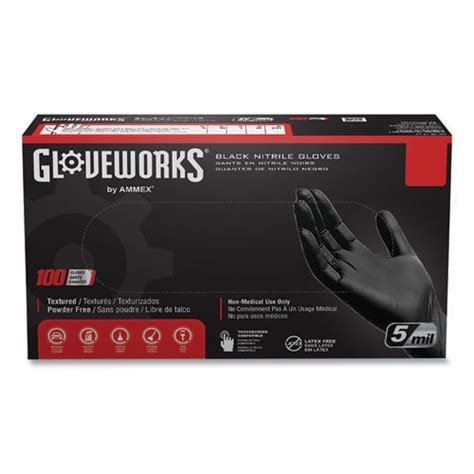 Gloveworks® By Ammex® Industrial Nitrile Gloves Powder Free 5 Mil