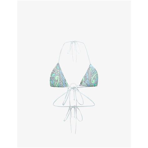 VDM Ziggy Reversible Bikini Top Ocean Swirl Bluegingham Editorialist