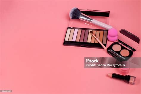 Beauty Background With Facial Cosmetic Products With Empty Copy Space Makeup Skin Care Concept