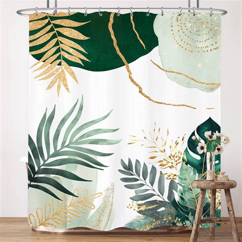 Lightinhome Mid Century Abstract Green Shower Curtain