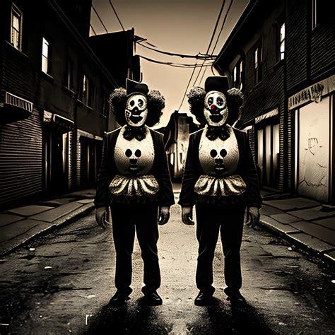 Creepy Clowns in a dark street - Arthub.ai