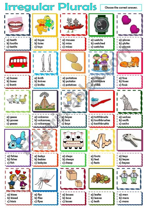 Irregular Plurals Esl Worksheet By Krümel