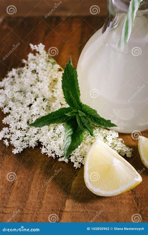 Elder Lemonade Healthy And Refreshing Vitamin Drink Close Up Of