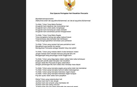 doa upacara peringatan hari kesaktian pancasila  resmi