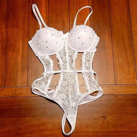 Bodyrage Intimates Sleepwear White Rhinestone Lingerie Poshmark